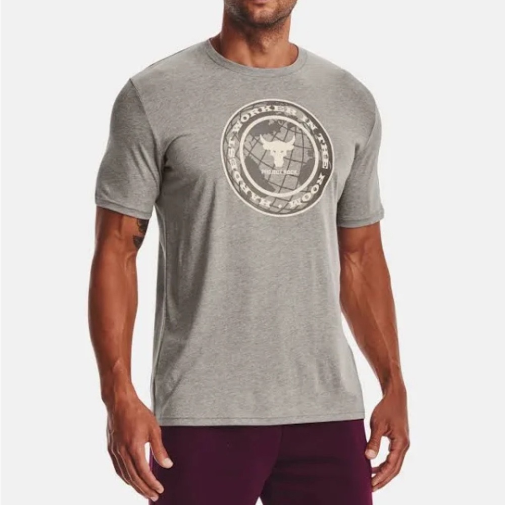 EUC Under Armour Project Rock Globe Cotton Tee L